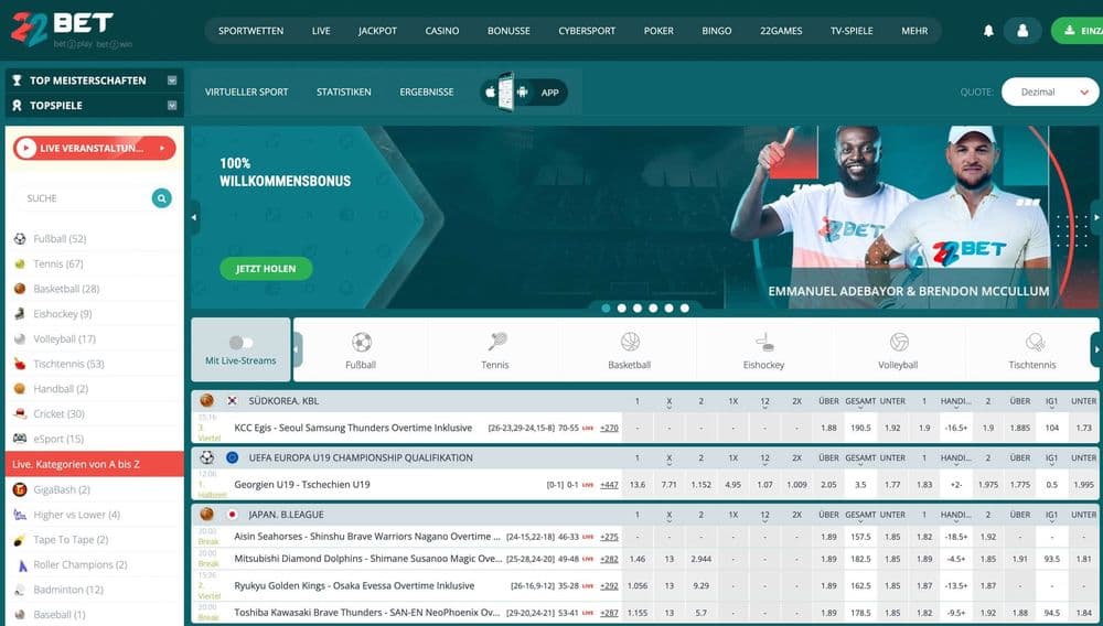 22Bet Wetten