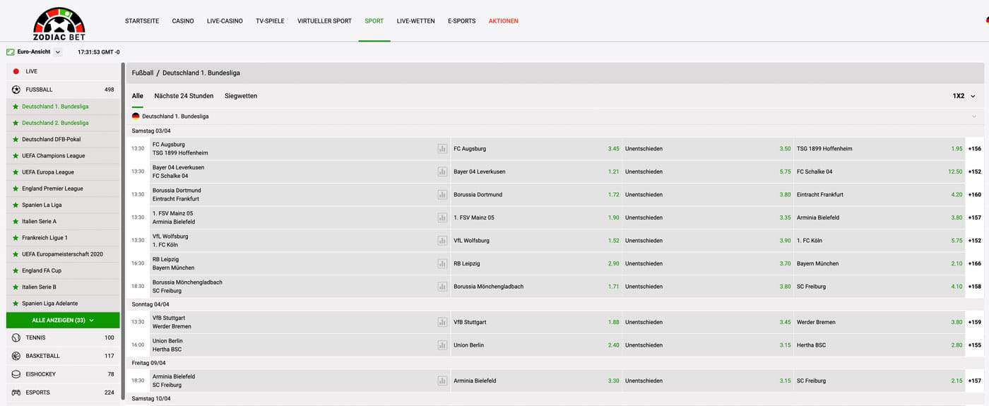 Zodiacbet Bundesliga Wetten