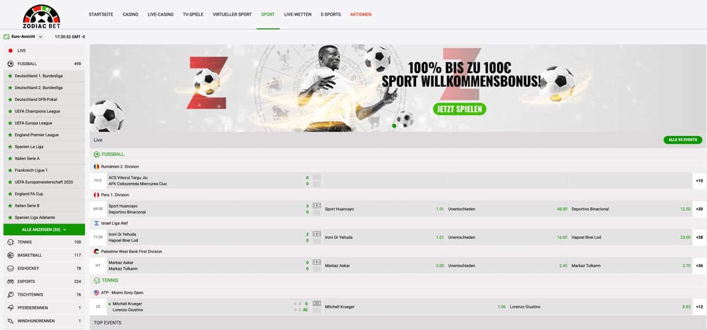 Zodiacbet Sportwetten