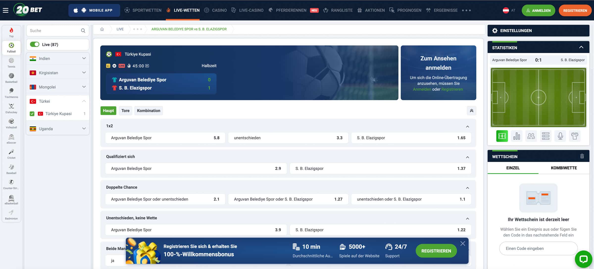 20Bet Live Wetten