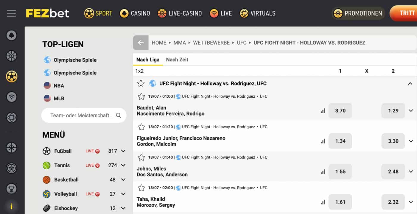 FEZbet MMA Wetten