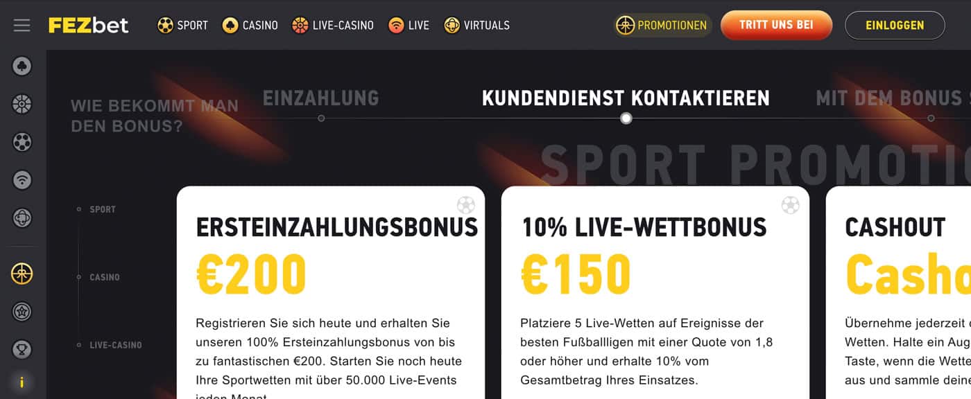 FEZbet Sportwetten Bonus Aktionen