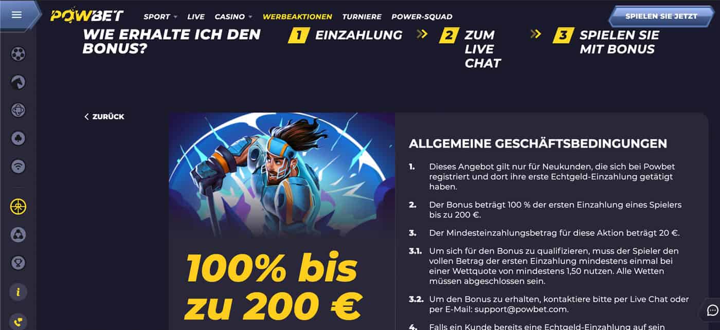 Powbet Bonus