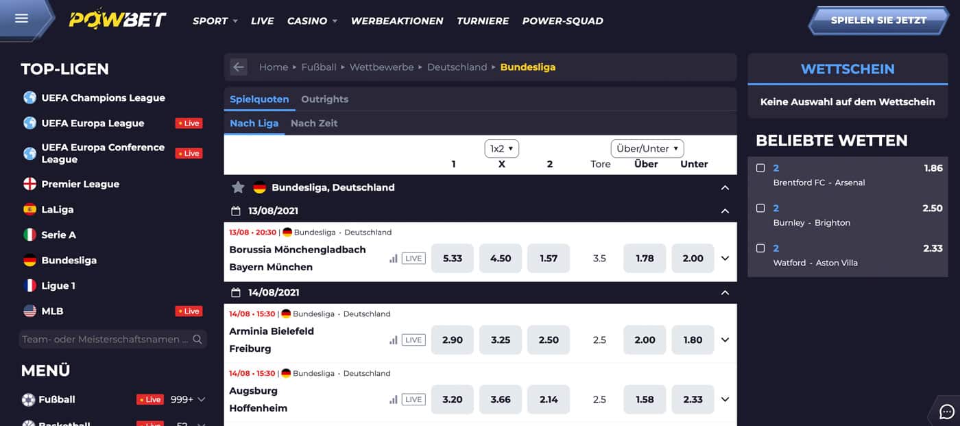 Powbet Bundesliga Wetten