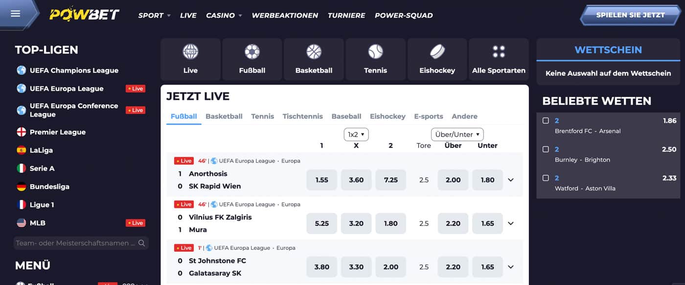Powbet Sportwetten