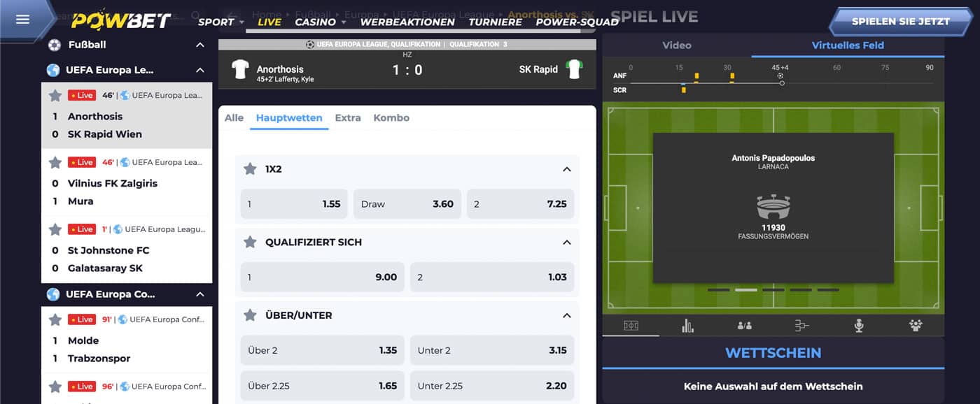Powbet Live Wetten