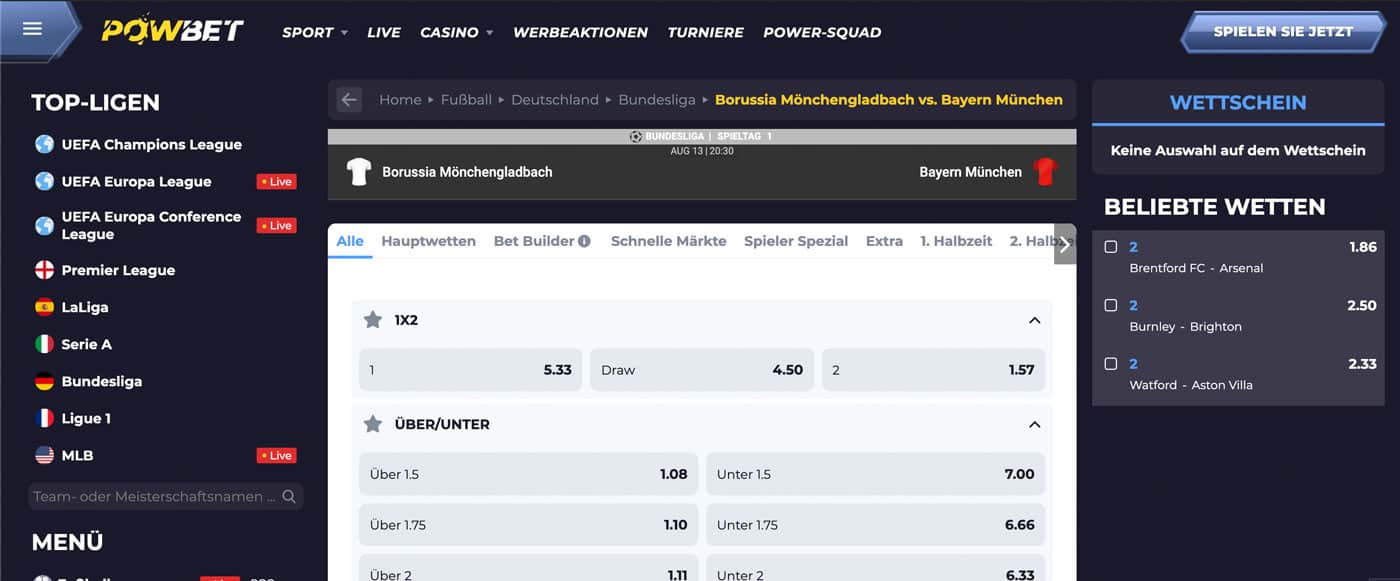 Powbet Sonderwetten