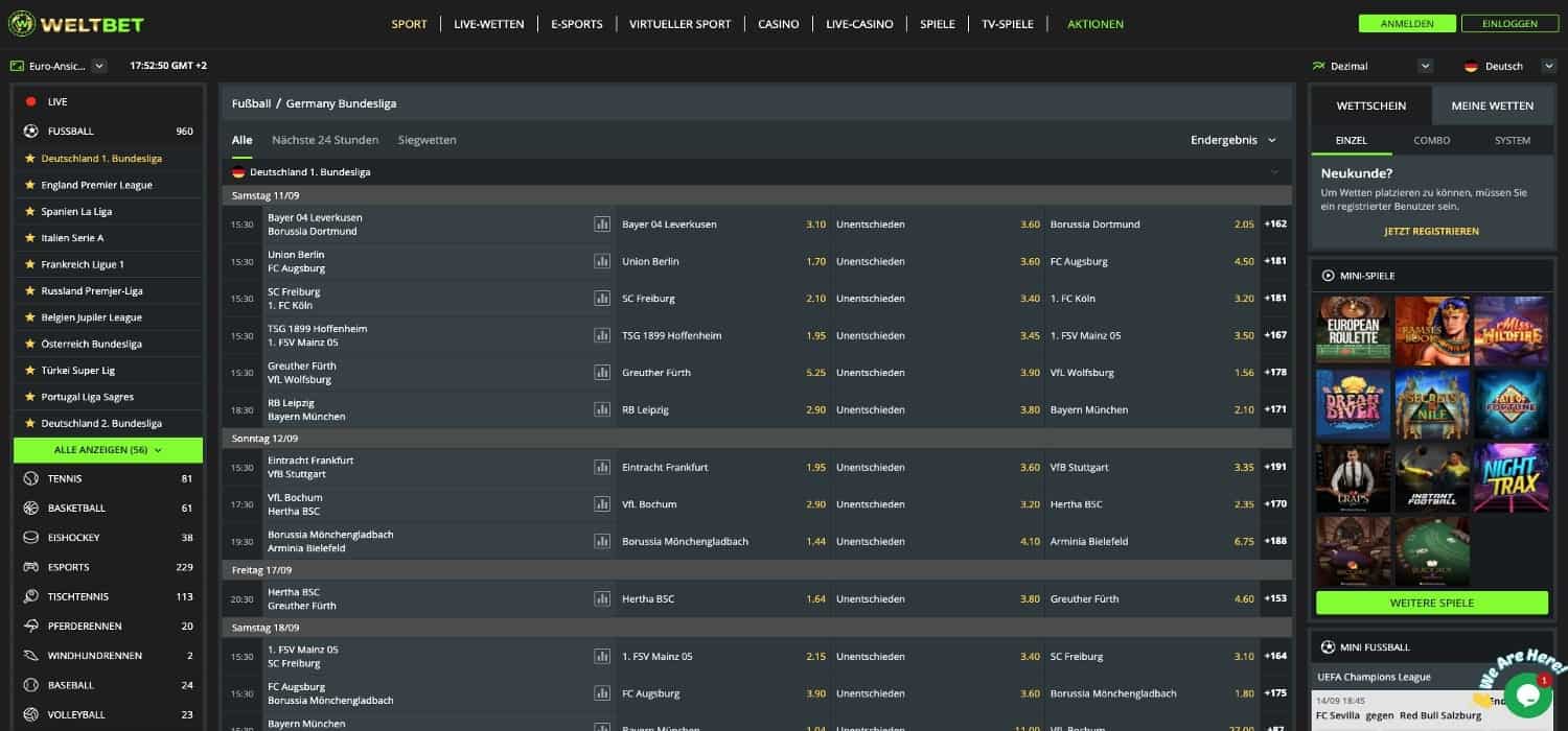 Weltbet Bundesliga Wetten