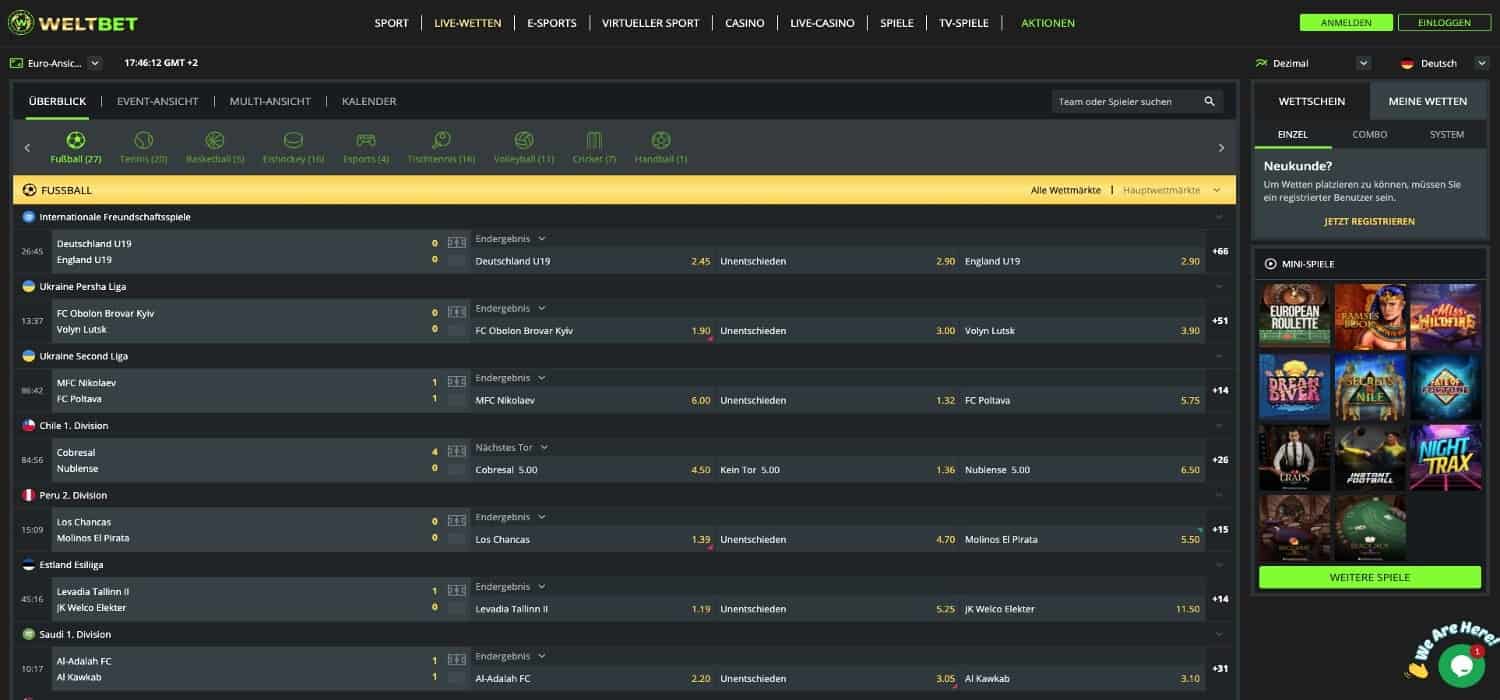 Weltbet Livewetten