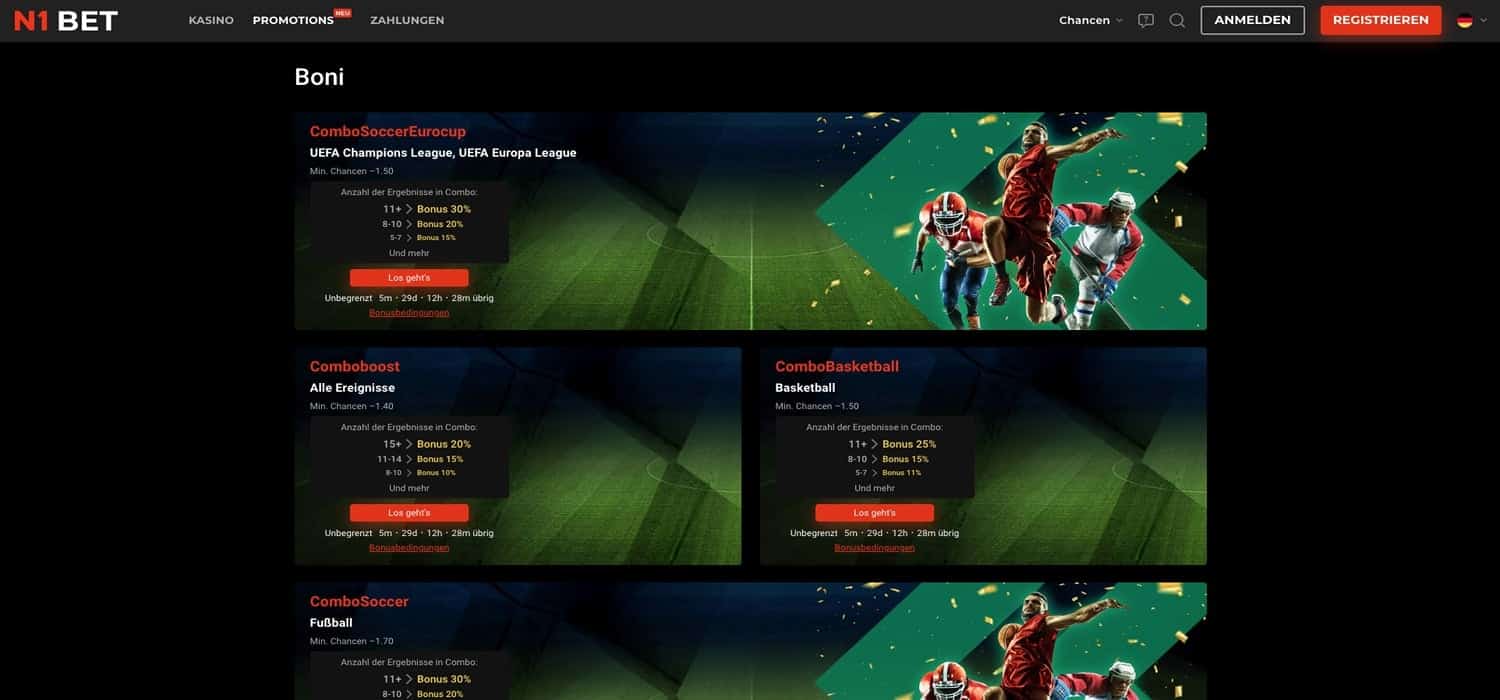 N1Bet Bonus Aktionen