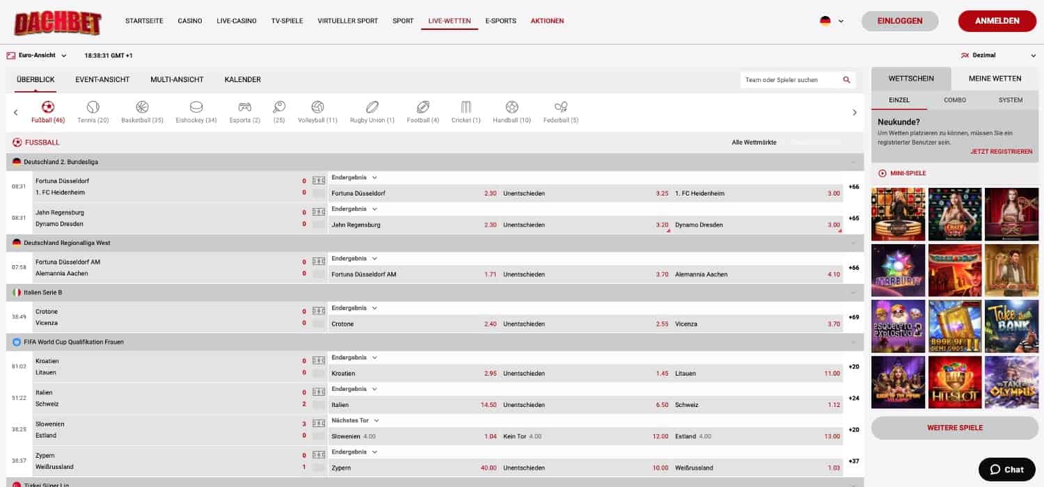 Dachbet Live Wetten