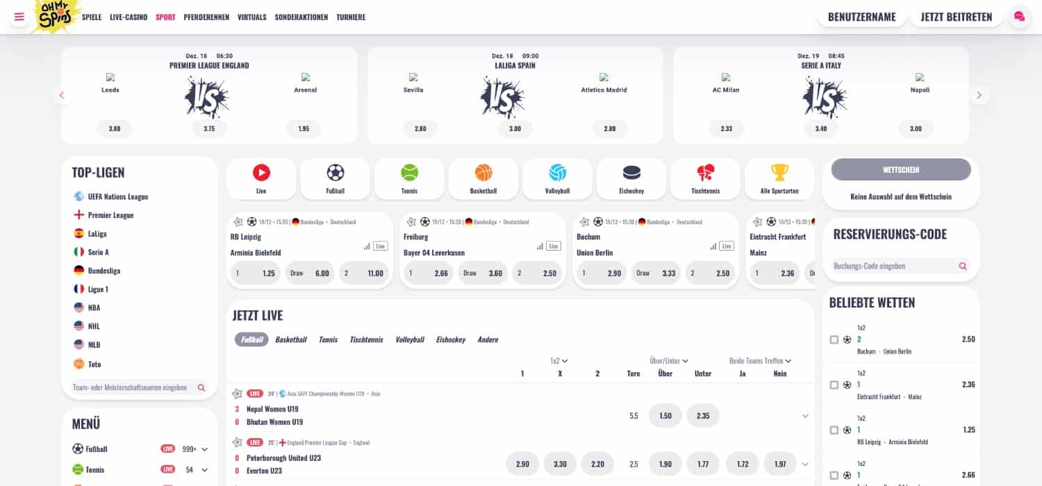 OhMySpins Sportwetten