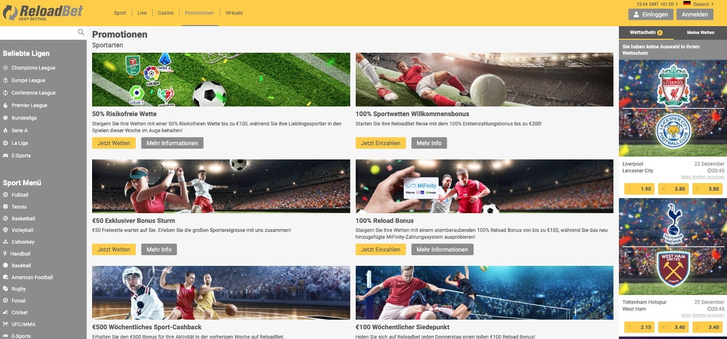 ReloadBet Bonus Aktionen