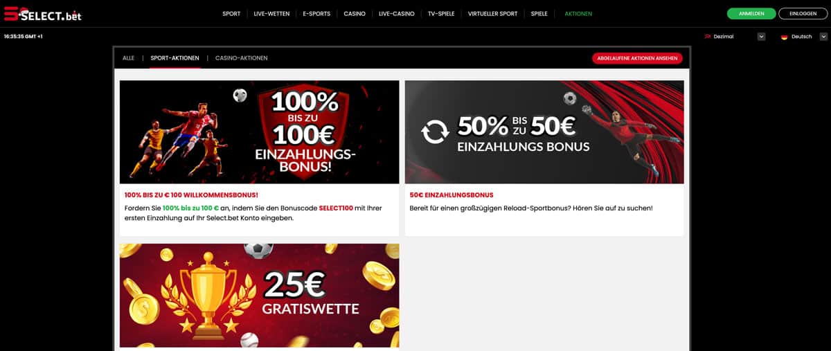 Select.Bet Bonus Aktionen