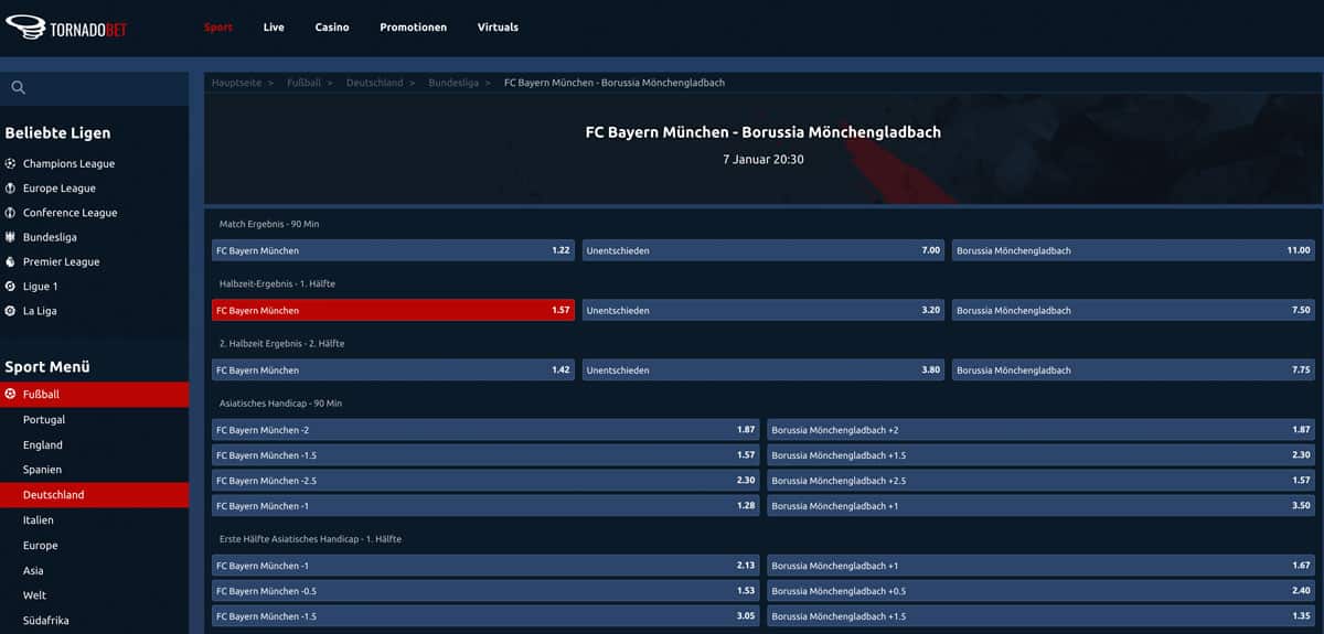 TornadoBet Bundesliga Wetten