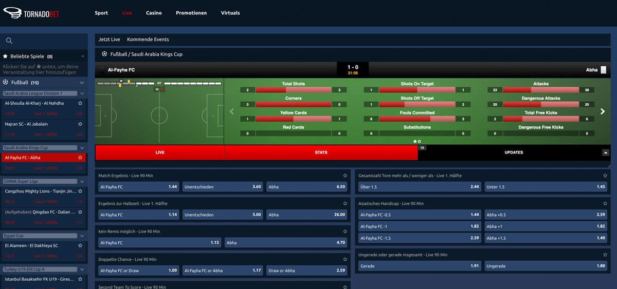 TornadoBet Live Wetten