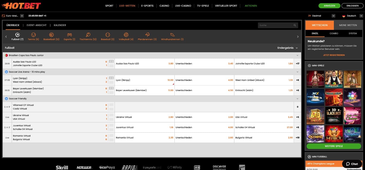 Hot.bet Live Wetten