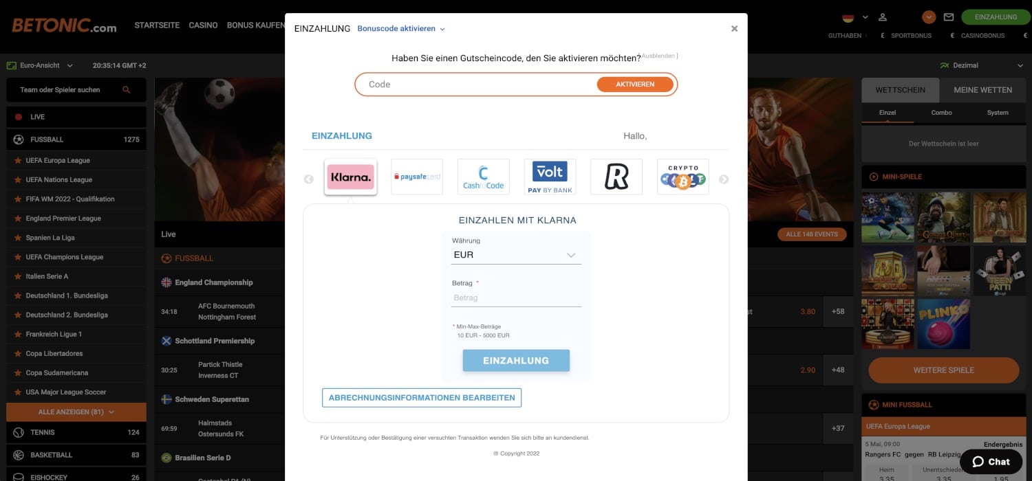 Betonic Zahlungsmöglichkeiten