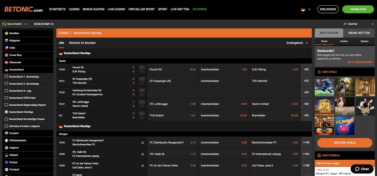 Betonic Oberliga Wetten