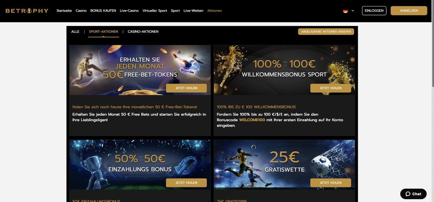 Betrophy Bonus Aktionen