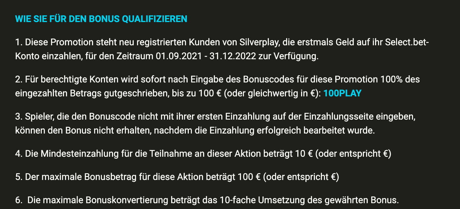 Bonusbedingungen