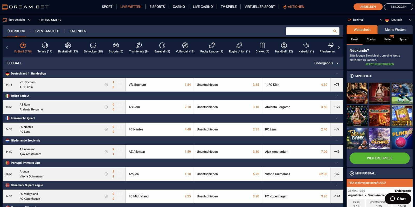 Dream.Bet Live Wetten