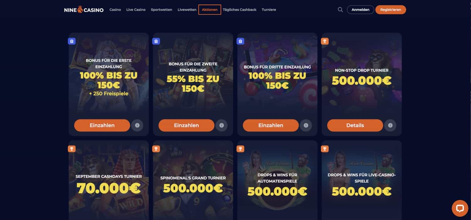 Nine Casino Sportwetten Bonus Aktionen