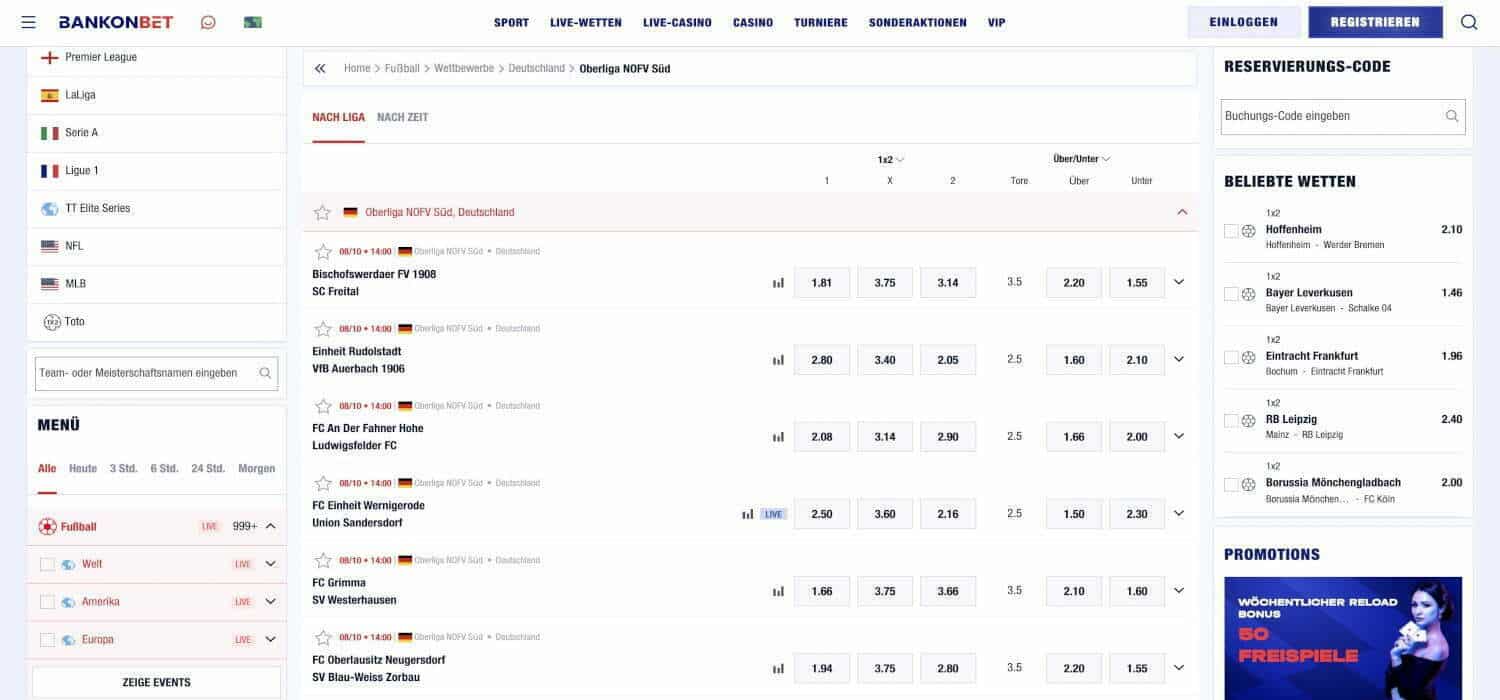 Bankonbet Oberliga Wetten