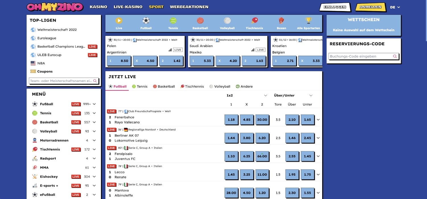 OhMyZino Sportwetten