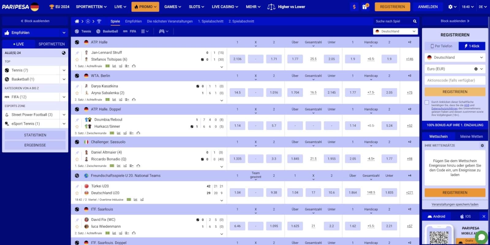Paripesa Live-Wetten