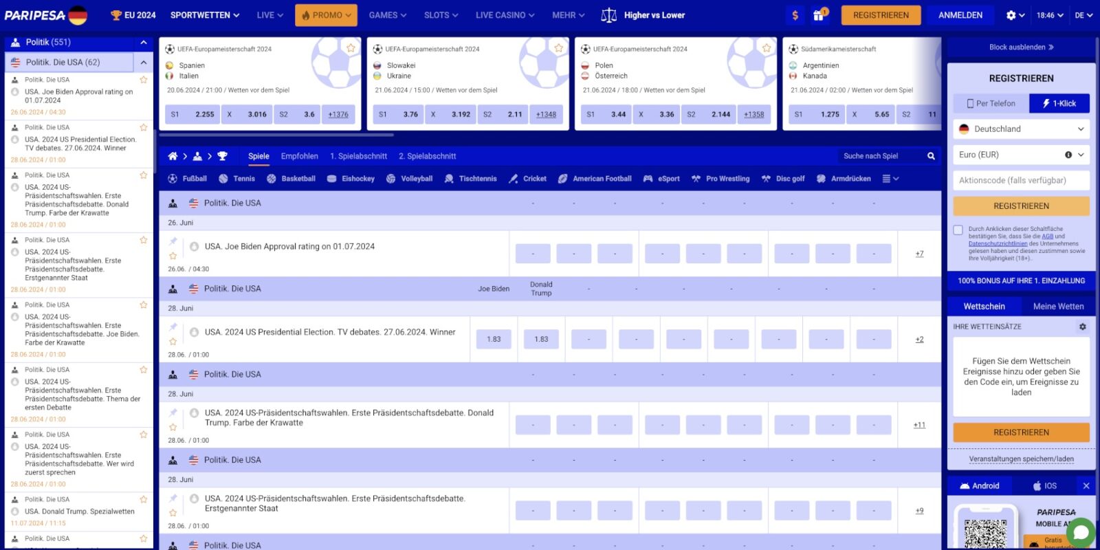 Paripesa Politikwetten