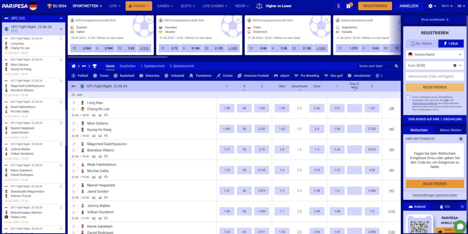 Paripesa UFC Wetten