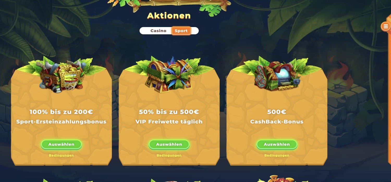 Wazamba Aktionen
