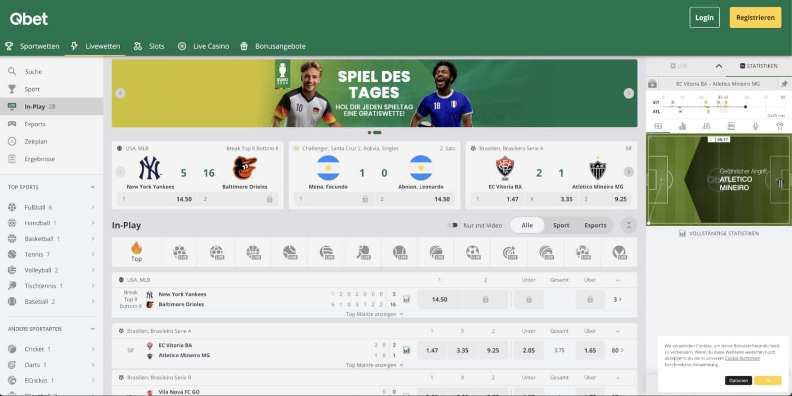 Qbet Live-Wetten