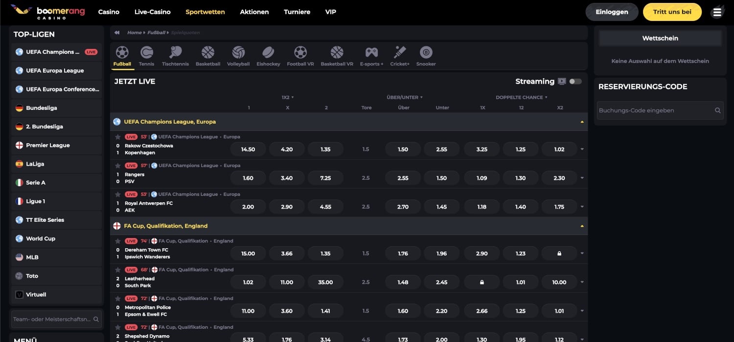 Boomerang Live Wetten