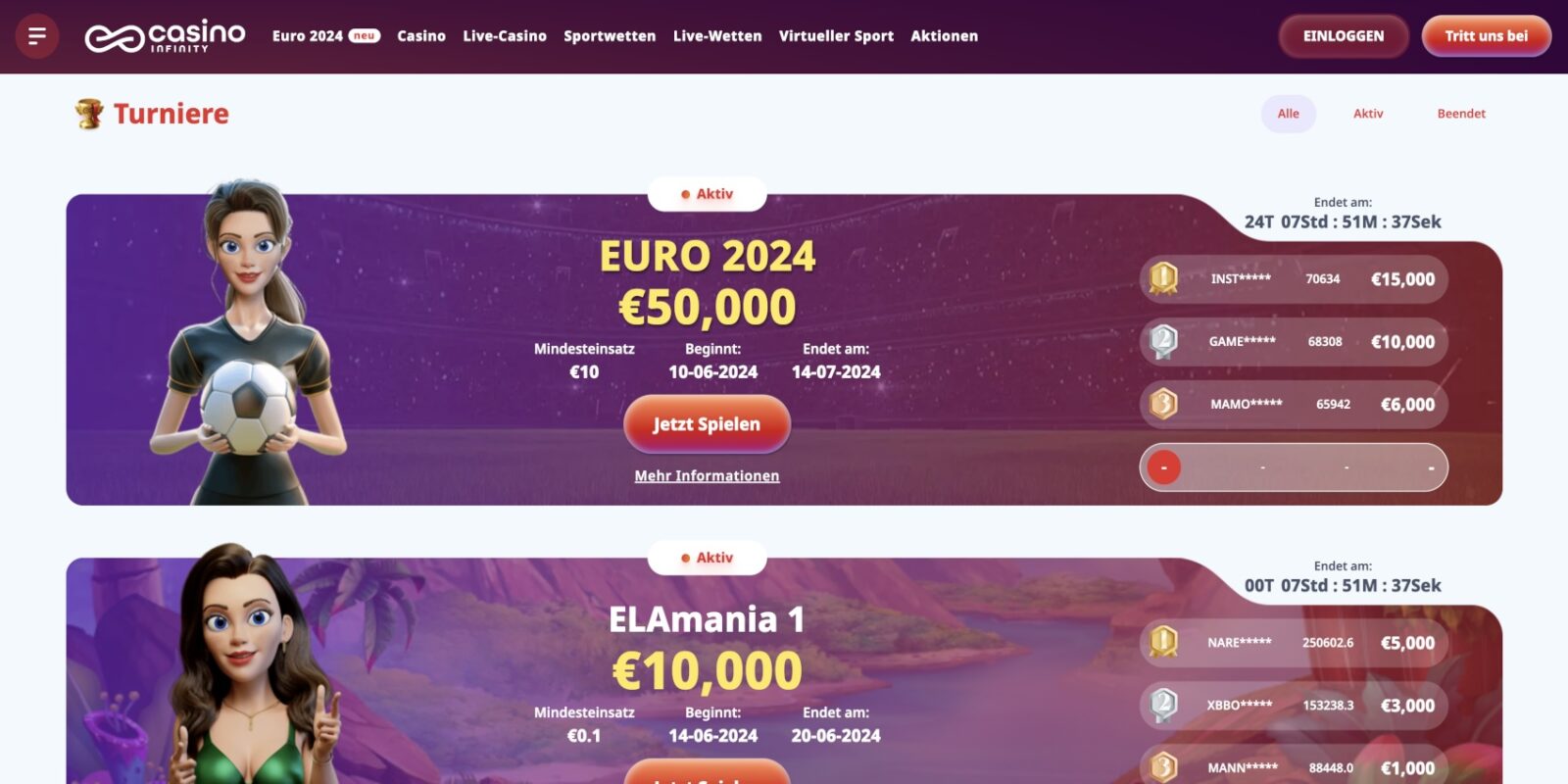 Casino Infinity Sport Turniere