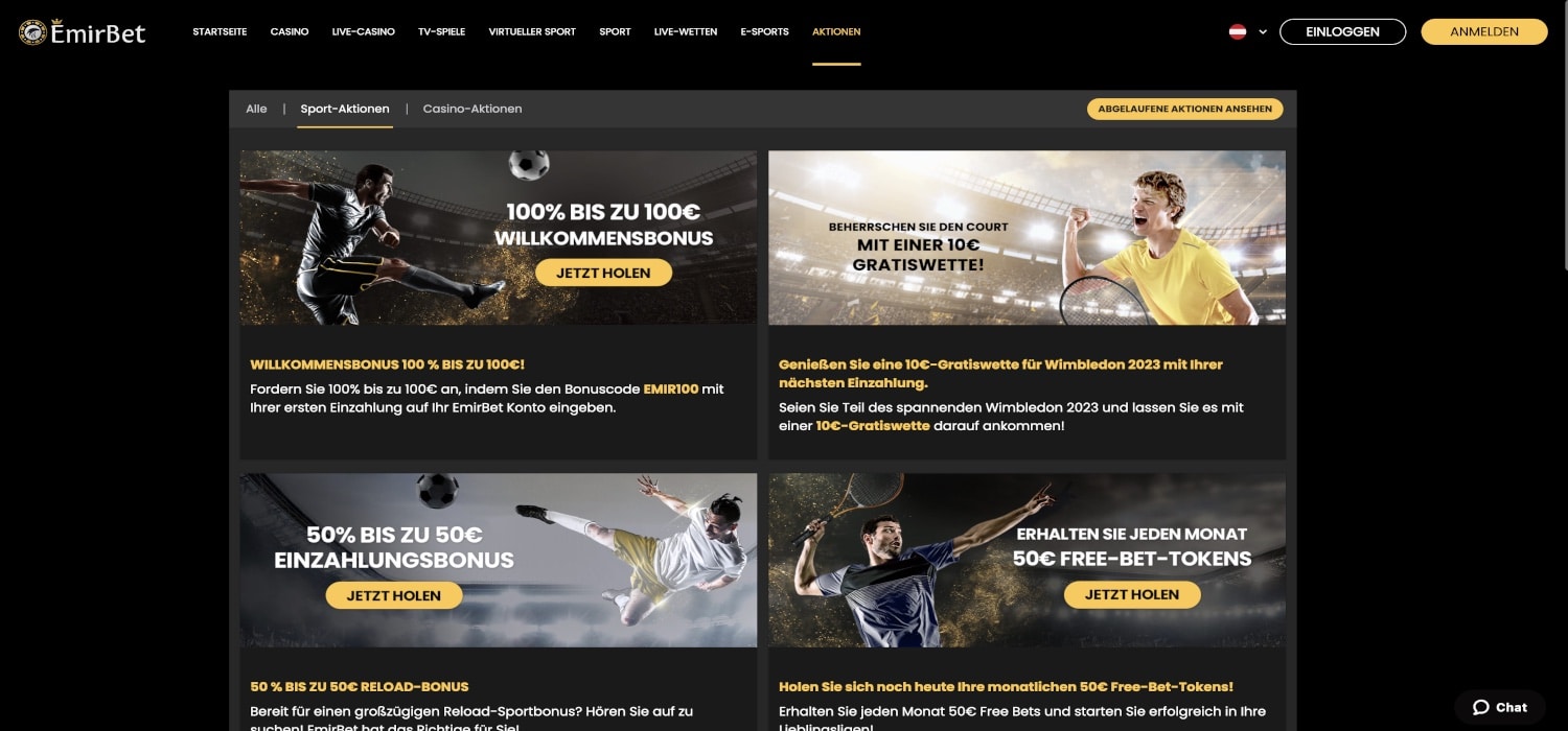 EmirBet Sportwetten Bonus Aktionen