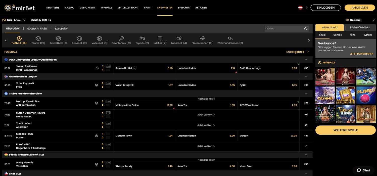 EmirBet Live Sportwetten