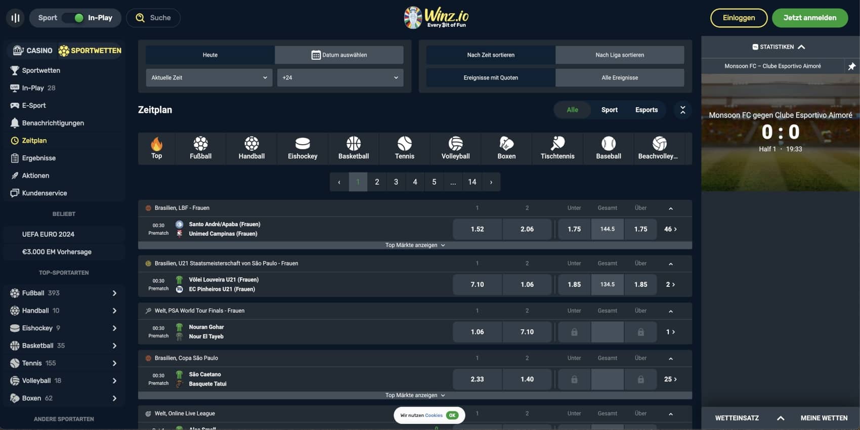 Winz.io Live-Wetten