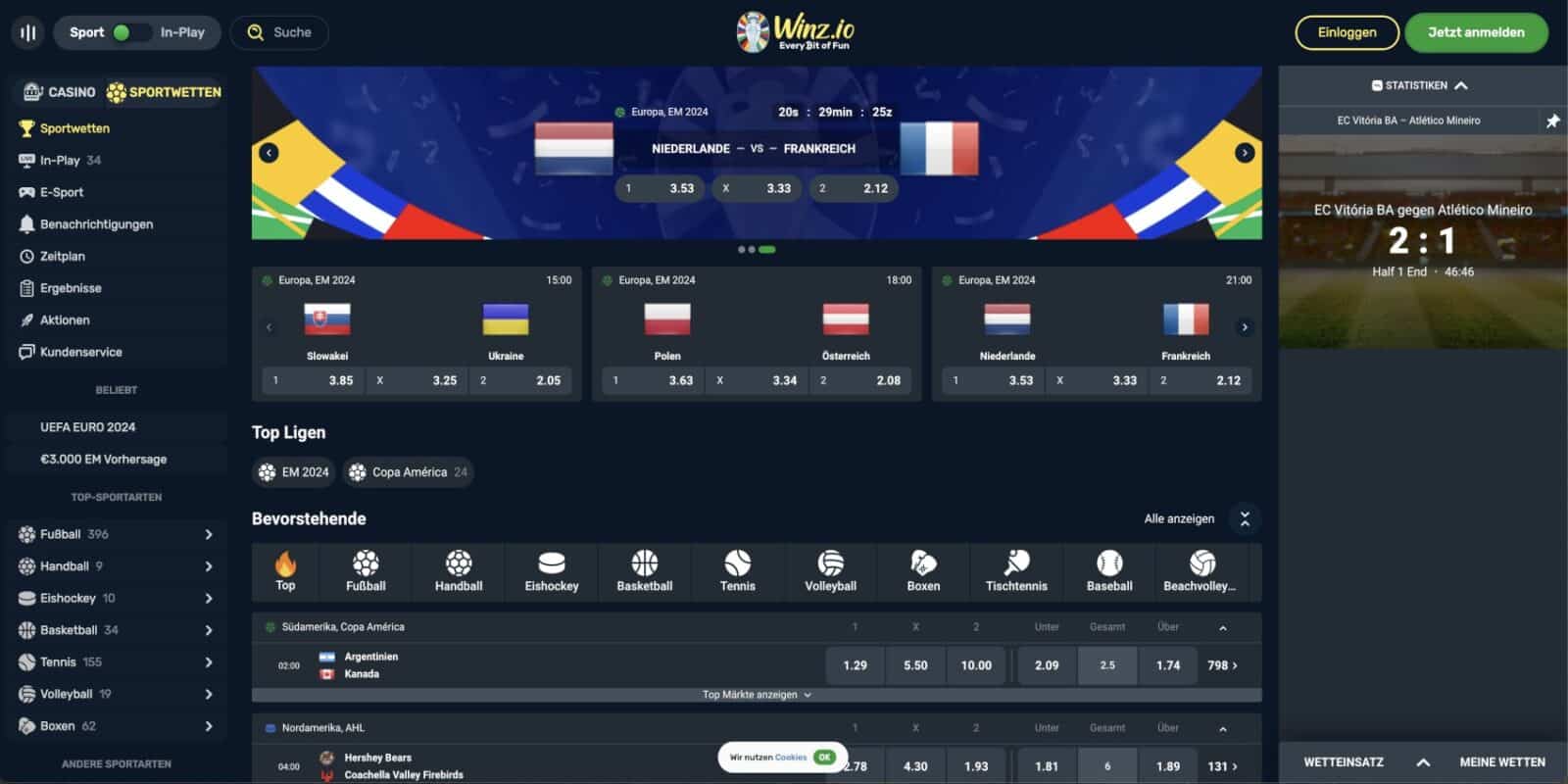 Winz.io Sportwetten