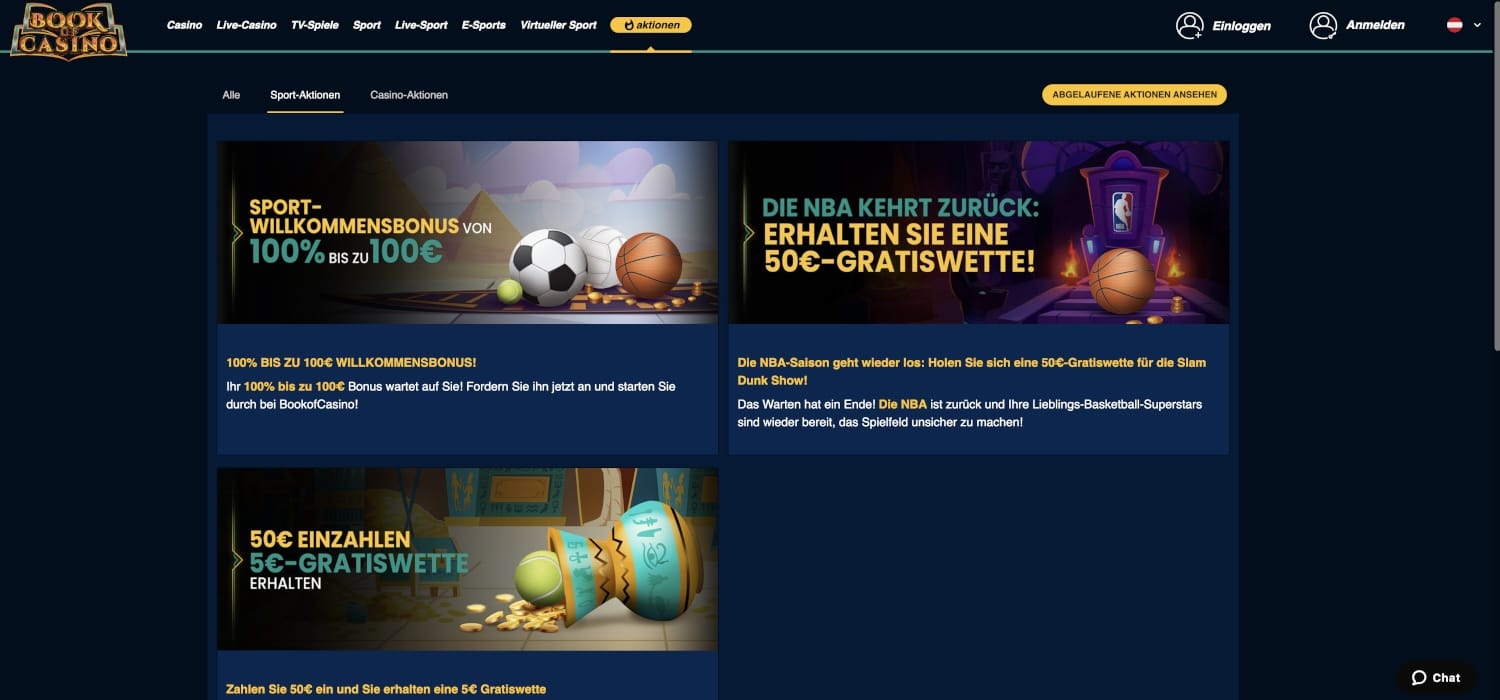 BookOfCasino Sportwetten Bonus Aktionen