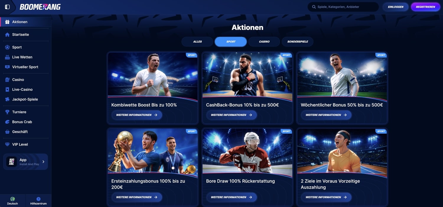 Boomerang Bet Bonus Aktionen