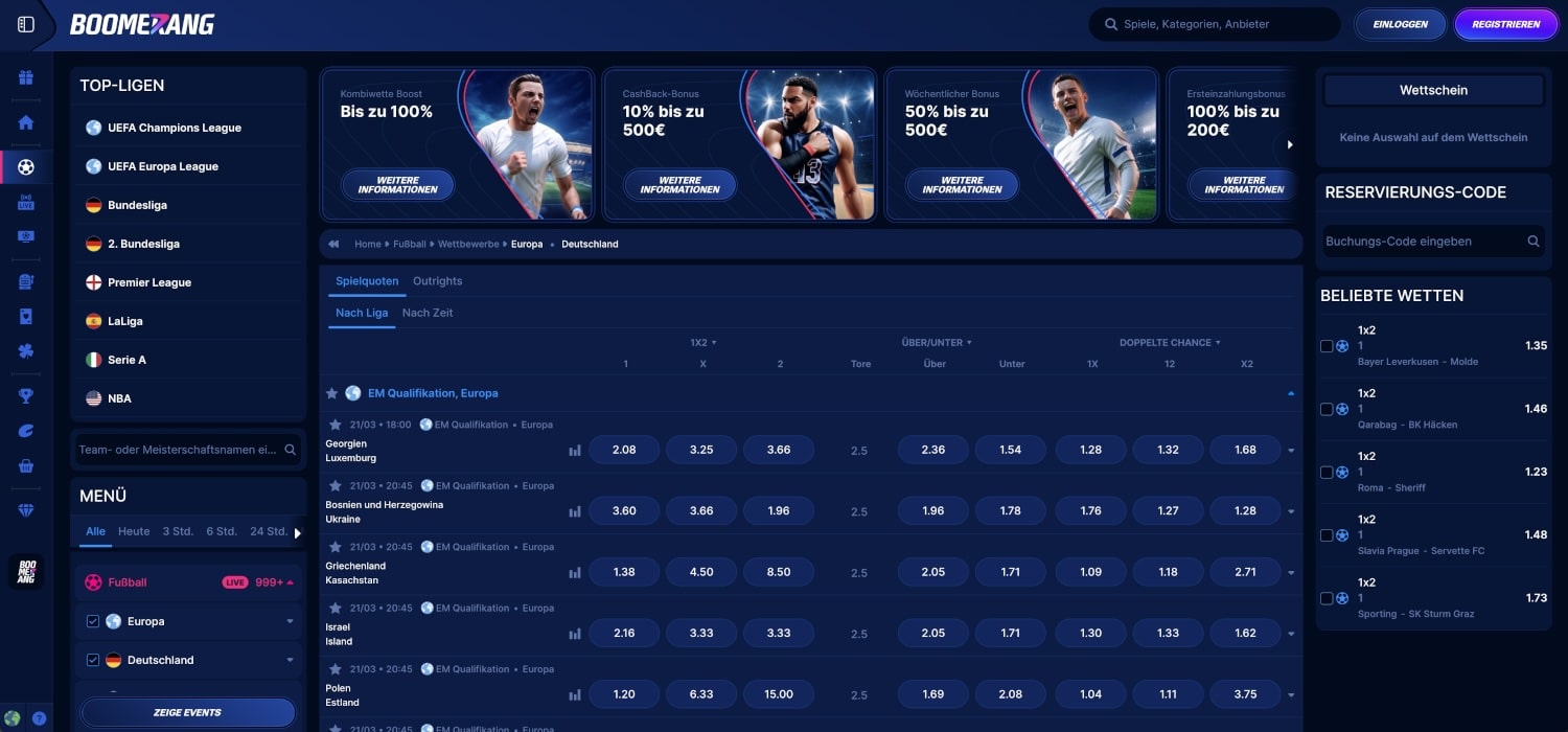 Boomerang Bet Fußball Wetten