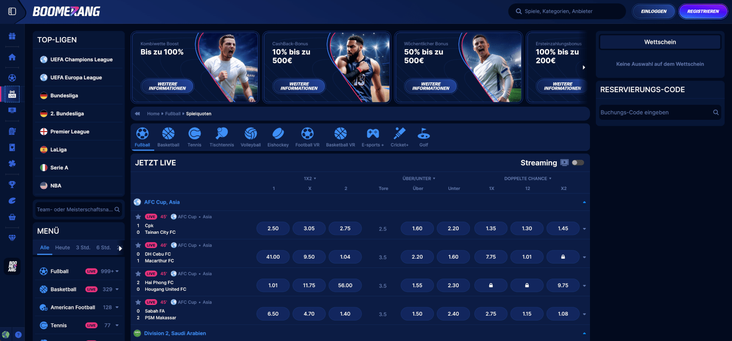 Boomerang Bet Live Wetten