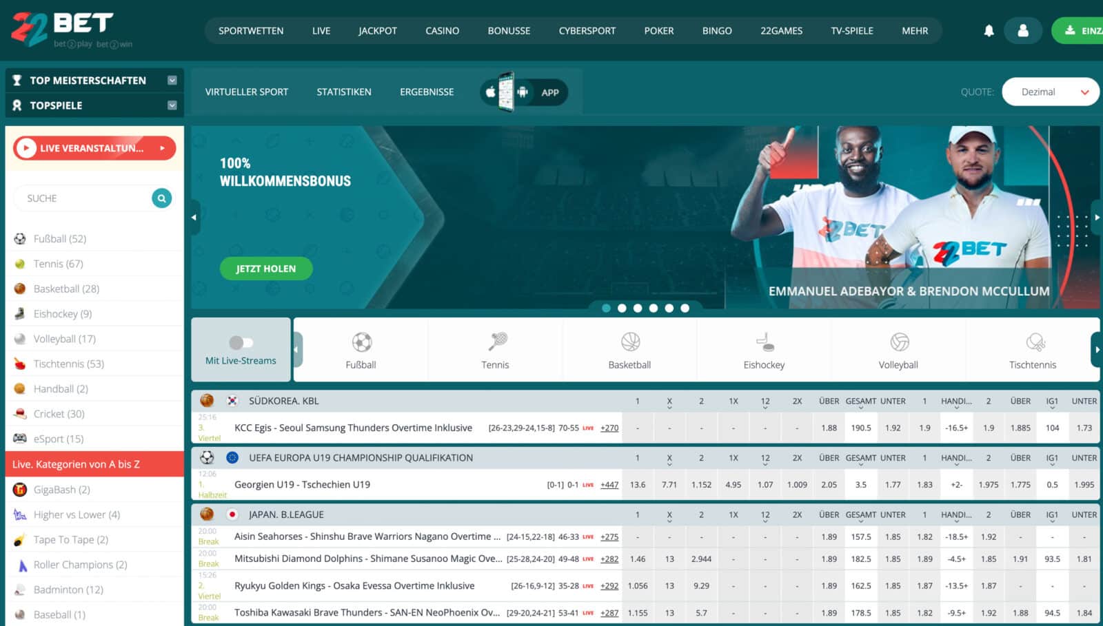 22Bet Wetten