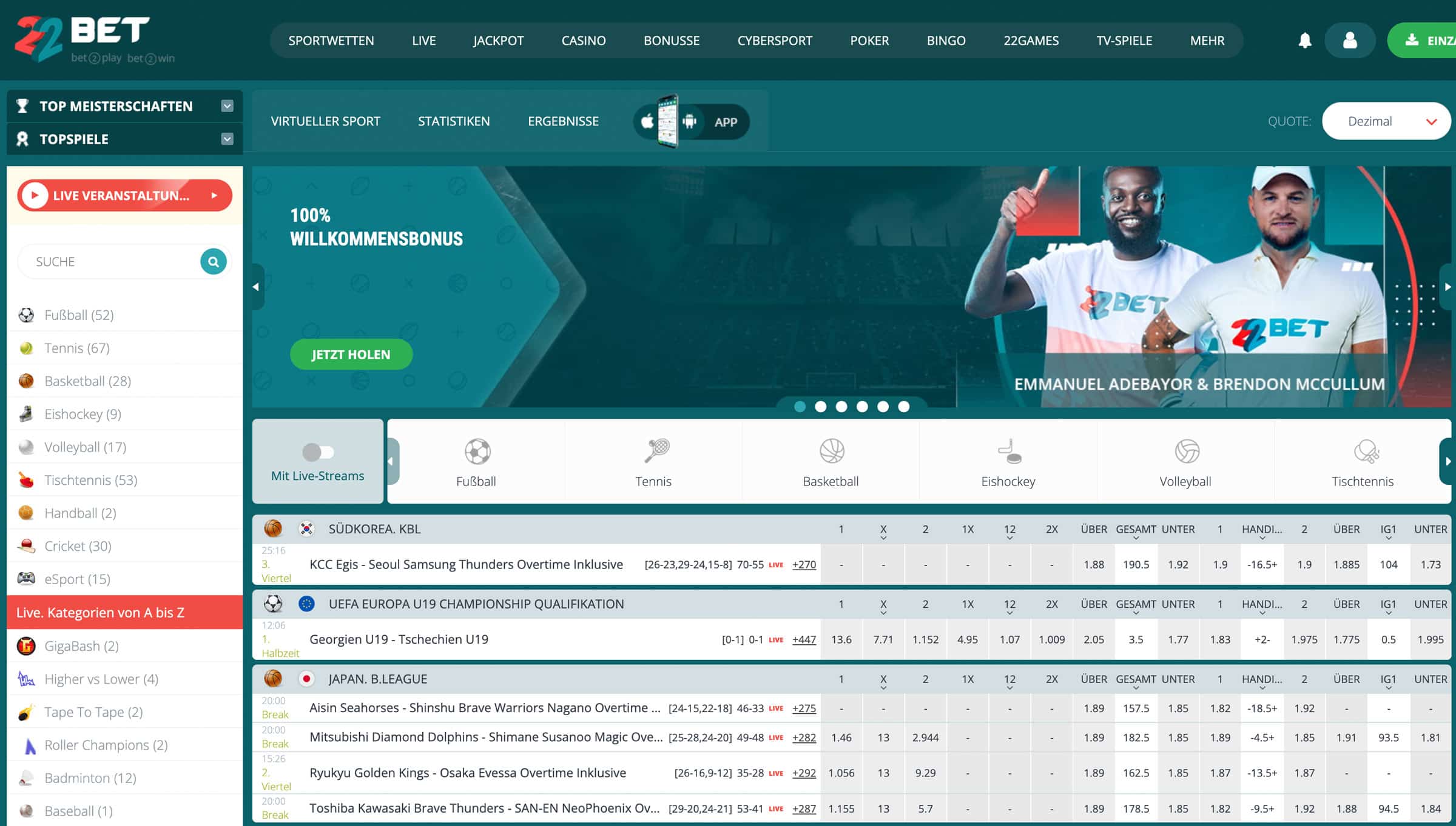 22Bet Wetten