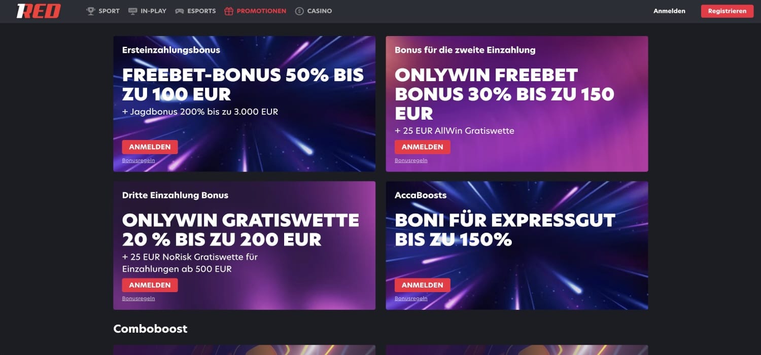 1Red Bonus Aktionen
