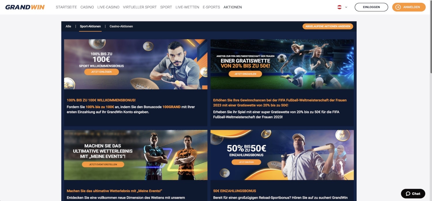 Grandwin Bonus Aktionen