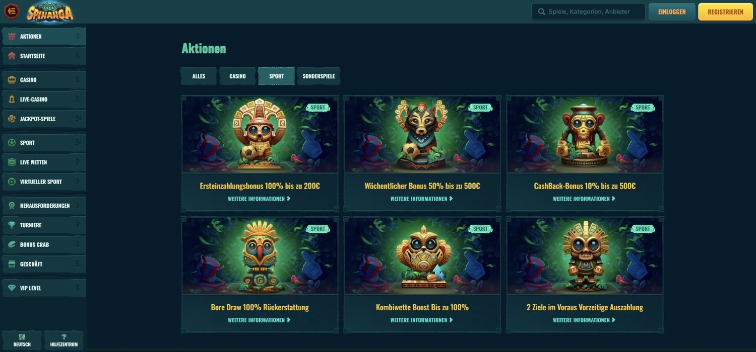 Spinanga Bonus Aktionen