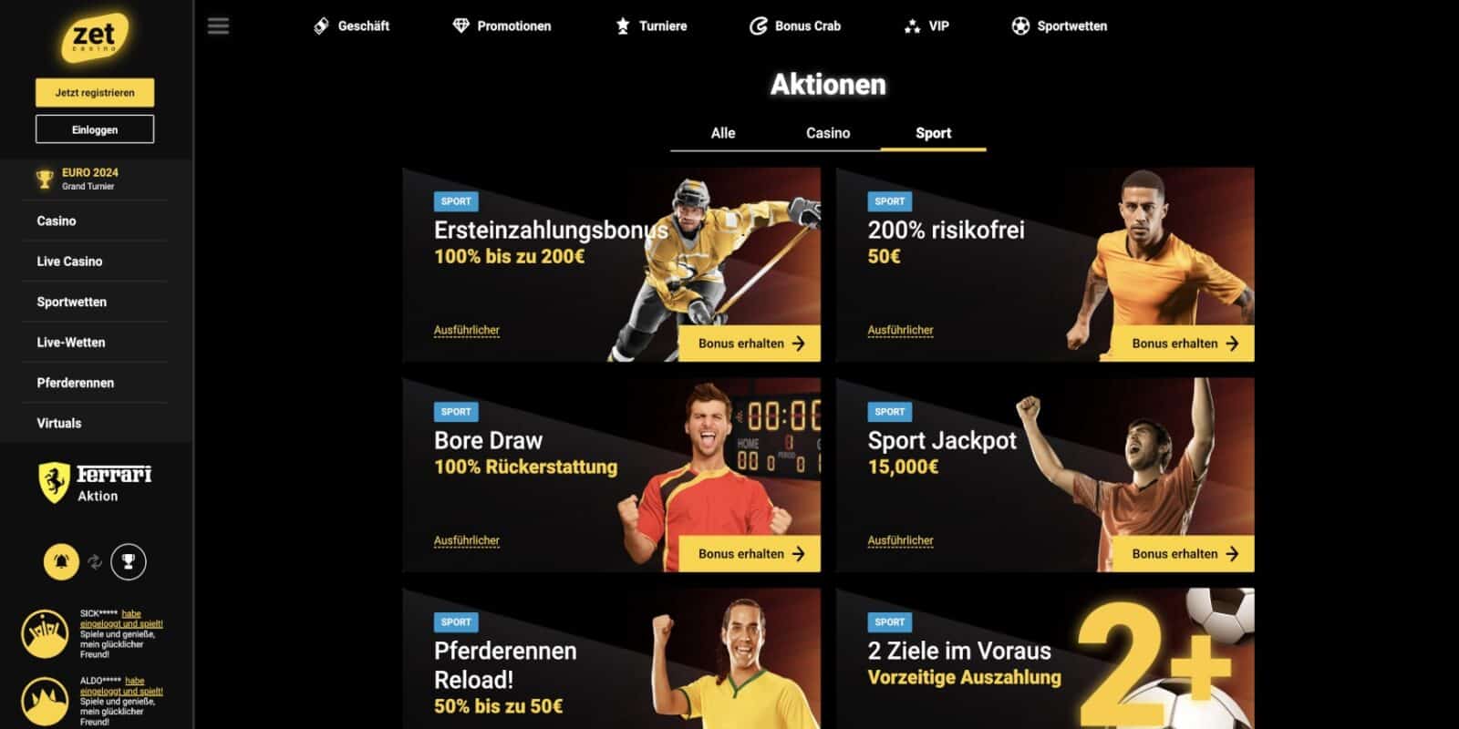 ZetCasino Sport Aktionen